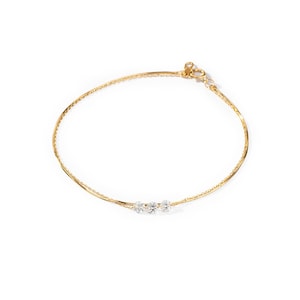 Armband med trippelt diamantlager, ormkedja i 14K/18K guld