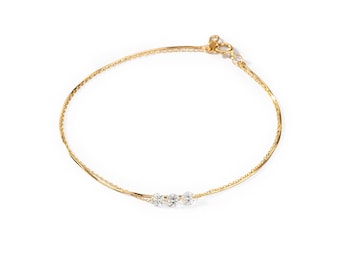 Triple Lab Diamant Armband, 14K / 18K Gold Schlangenkette geschichtet