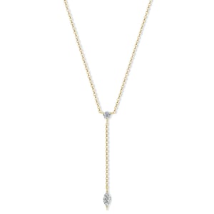 Elegant 14k Gold Necklace with Double Diamond Drop-Opreshyne