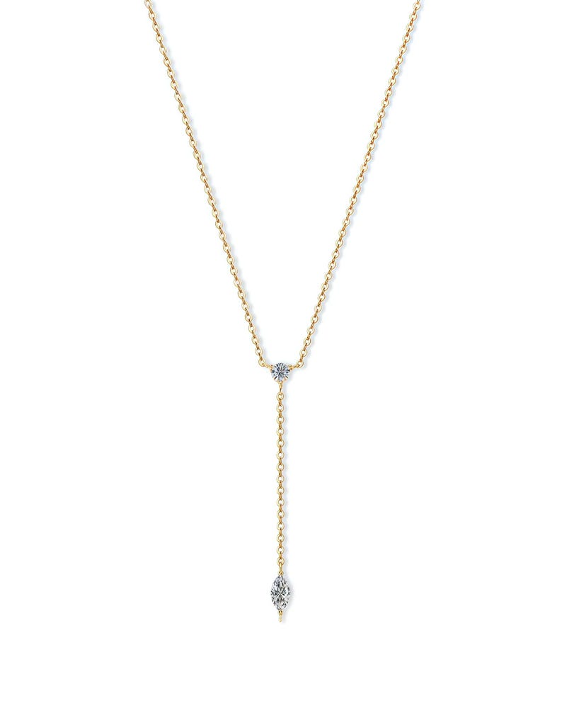 Elegant 14k Gold Necklace with Double Diamond Drop-Opreshyne