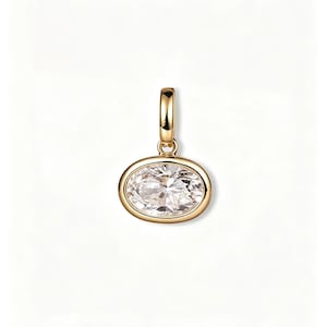 Pendentif Oval Lab serti de diamants, breloque en or 14 carats, collier certifié IGI