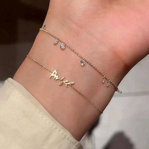 Luna Grace – 7 Diamonds Gold Bead Bracelet