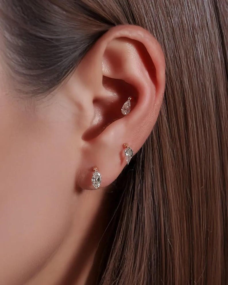 Mira Shapes – Drilled Lab Diamond Stud Earrings