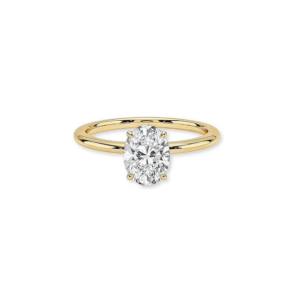 1.05 Carat Oval Lab Grown Diamond Ring,Minimalist Ring