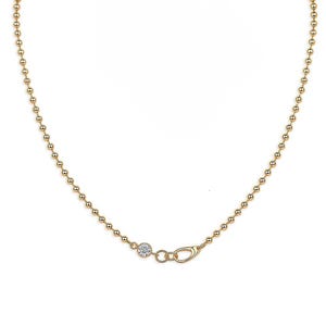 14K Solid Gold 2MM Ball Chain Bead Necklace/Gold Ball Necklace Bead Chain/Gold Chain For Charm Layering Chain/Half Carat Beaded Necklace