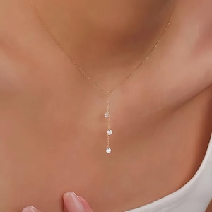 Lina Drop – Long Trio Diamond Necklace