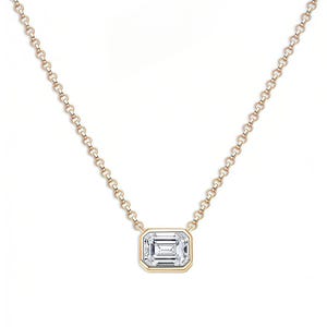 1CT Emerald Cut Solitaire Necklace/Diamond Necklace Emerald Cut/Moissanite Diamond Necklace/ Minimalist Anniversary Pendant/Gifts for Mom