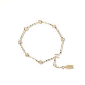 14K Solid Gold Bezel Set Lab Diamond Chain Bracelet, Jewelry Gift for Her