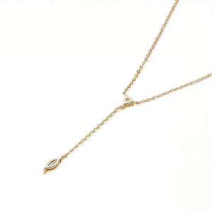 Elegant 14k Gold Necklace with Double Diamond Drop-Opreshyne