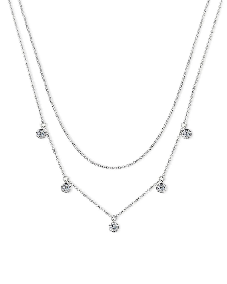 Isla Drops – Double Layer Moissanite Necklace
