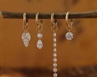 14K Gold Drilled Lab Diamond Earring Charms, Six Shapes, Custom Hoop Add Ons