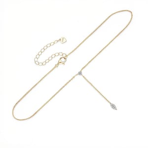 Elegant 14k Gold Necklace with Double Diamond Drop-Opreshyne