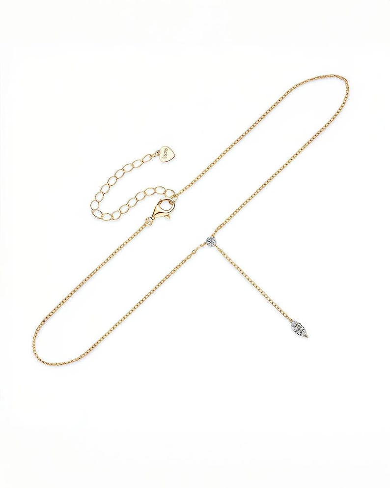 Elegant 14k Gold Necklace with Double Diamond Drop-Opreshyne