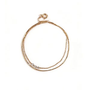 Triple Lab Diamond Layered Bracelet, 14K/18K Gold Snake Cable Chain