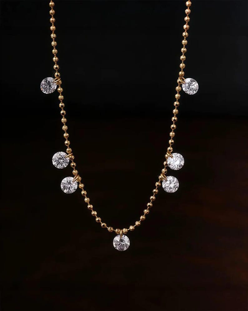 Luna Grace – 7 Diamonds Gold Bead Bracelet