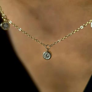 Double-Layer Moissanite Necklace with Floating Gems-Opreshyne