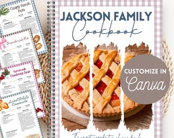 Editable Cookbook template for Family Recipes and personalized gift (Digital Download)