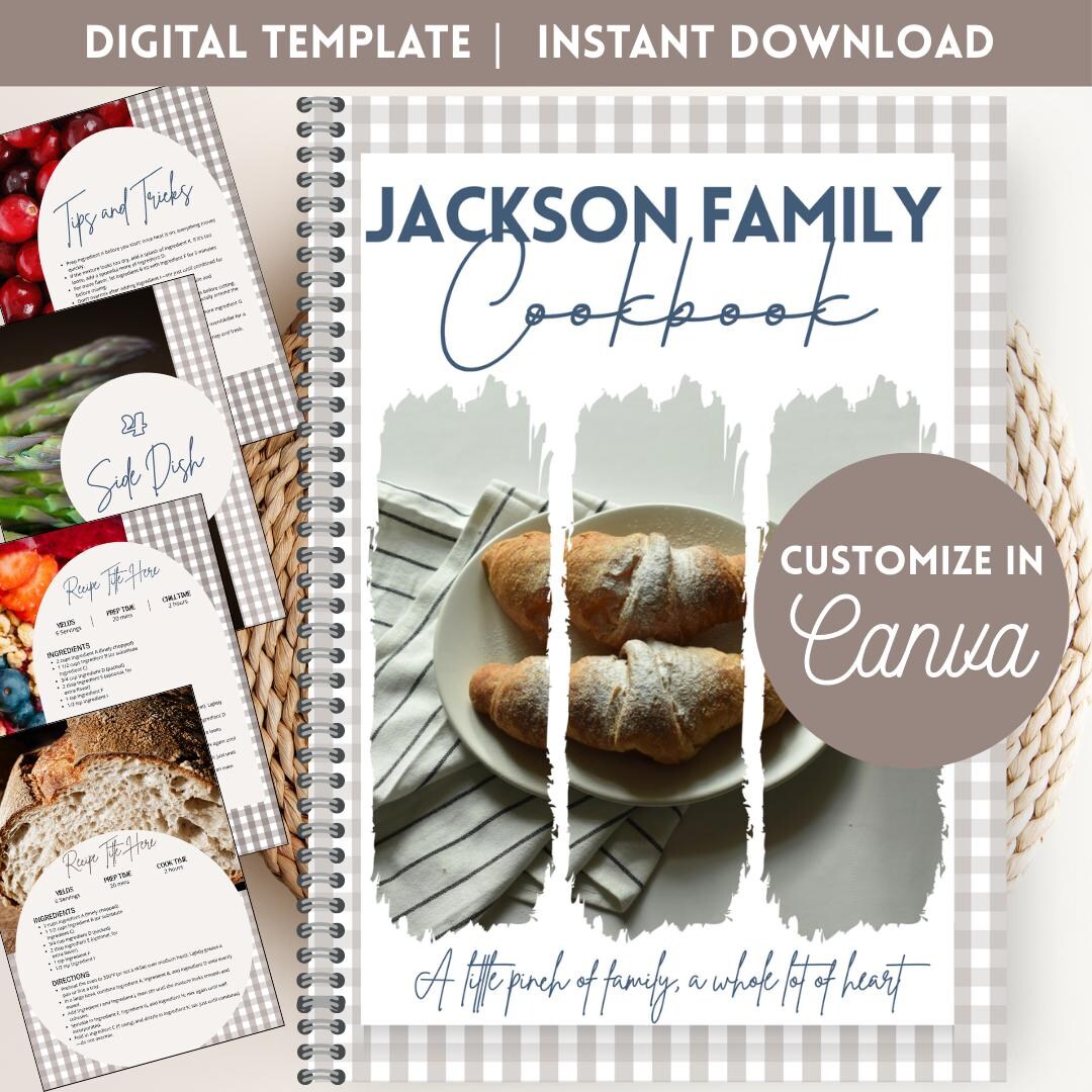 Printable Family Cookbook Binder (canva Editable Template) - Etsy