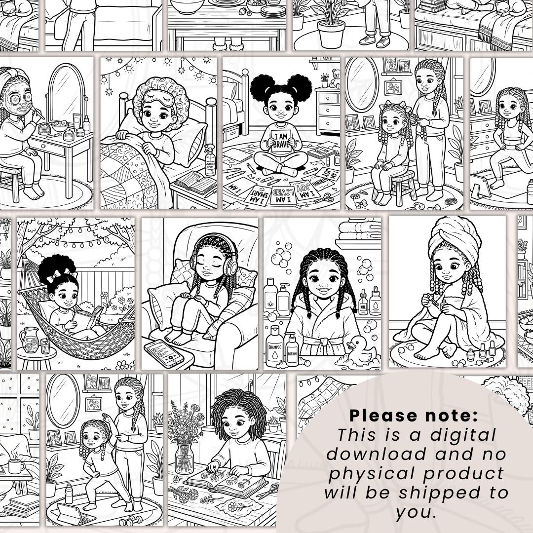 Self Care Coloring Pages for Black Girls | Black Girl Affirmation ...