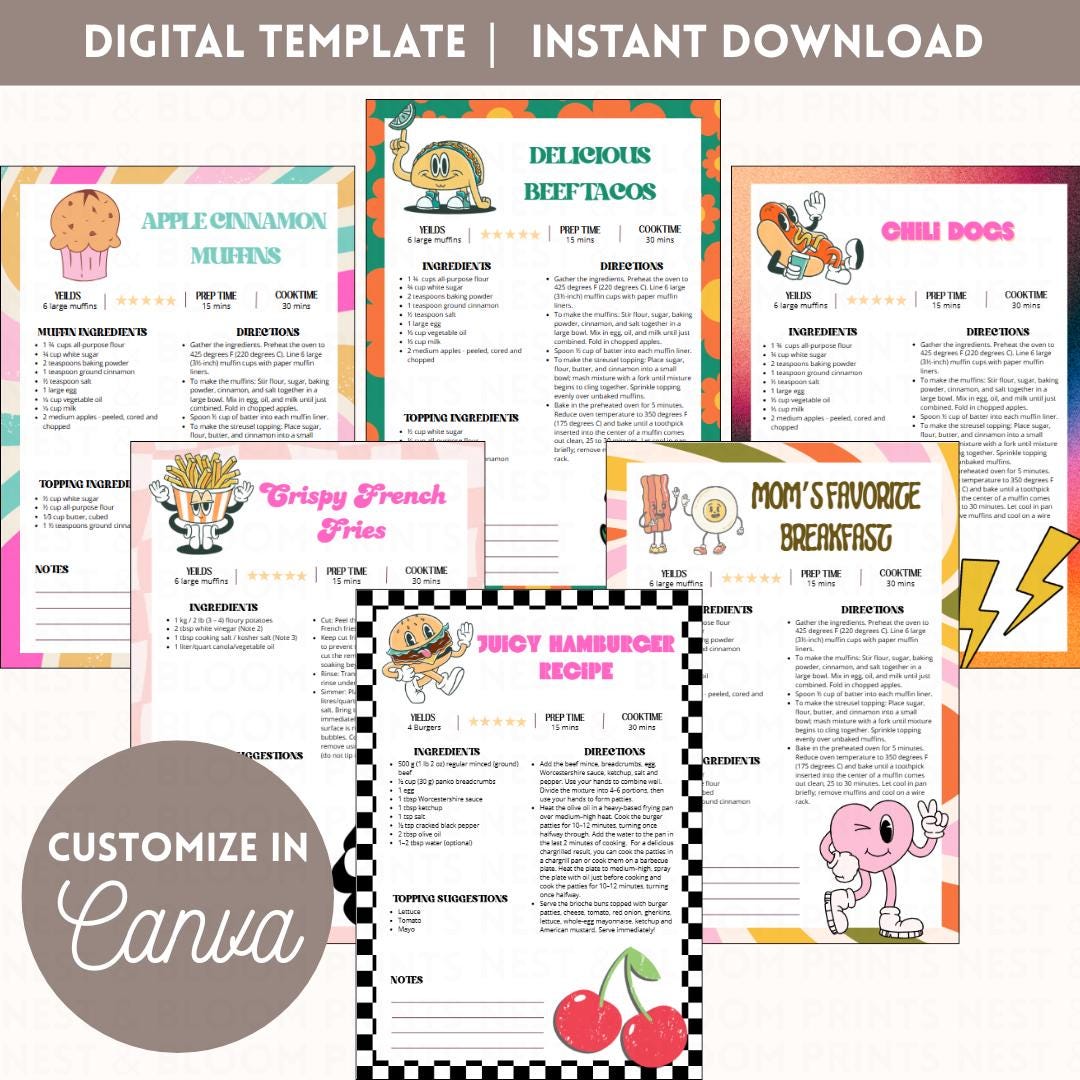 Retro Custom Recipe Page for Custom Cookbook | Groovy Family Cookbook ...