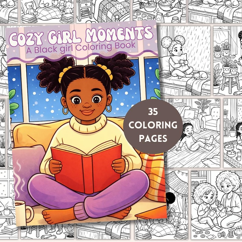 Cozy Black Girl Coloring Book | Printable Coloring Pages for Girls ...