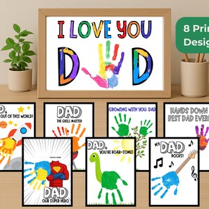 PDF de huella de mano para el Día del Padre. Descarga digital. Regalo para el Día del Padre. Regalo DIY para papá.