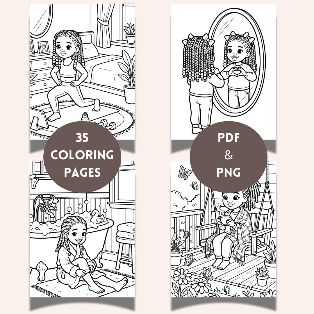 Self Care Coloring Pages for Black Girls | Black Girl Affirmation ...