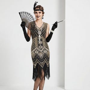 Black Gold 20s Dress - Etsy Black Gold 20s Dress - Etsy