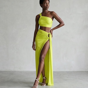 two piece bodycon dress Final Sale Plus Size 2pc Knit Rib Spaghetti Strap with P Chic And Curvy Natural Factors Type Orange Sleeveless Two-Piece Bodycon Midi