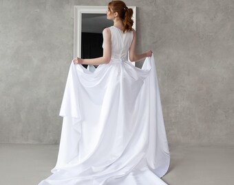 Detachable wedding train satin, Detachable satin overskirt wedding floor length, Removable wedding skirt, Bridal overlay skirt