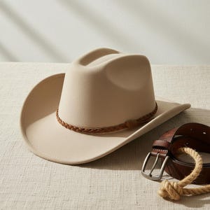 Suede cowboy hat, Western hat, Bohemian hat, Cowgirl hat, Cattleman style hat, Rodeo cowboy hat, Braided leather hatband,Western accessories