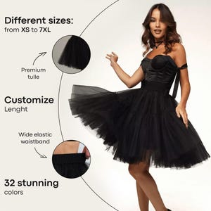 Short ruffle skirt, Tulle tiered skirt, Tutu skirt for women, Puffy skirt filled, Elegant skirt women, Black layered skirt,A-line midi skirt