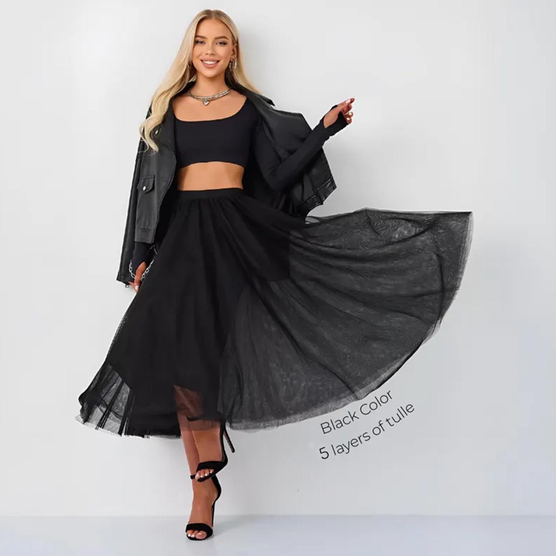 Black Tulle Skirt for Women, Tutu Skirt Adult, Tulle Midi Skirt