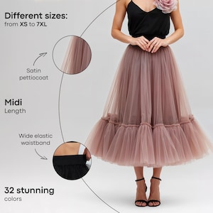 Tulle skirt for adults, Midi tulle skirts for women, Maxi tulle skirt ruffle, Tutu skirts for women, Bridesmaid skirt, Puffy skirt filled