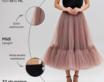 Tulle skirt for adults, Midi tulle skirts for women, Maxi tulle skirt ruffle, Tutu skirts for women, Bridesmaid skirt, Puffy skirt filled