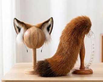 Fox Ears and Tail Set, Faux Fur Fox Costume, Cosplay Animal Ears, Furry Tail, Kawaii Accessories, Halloween Costume