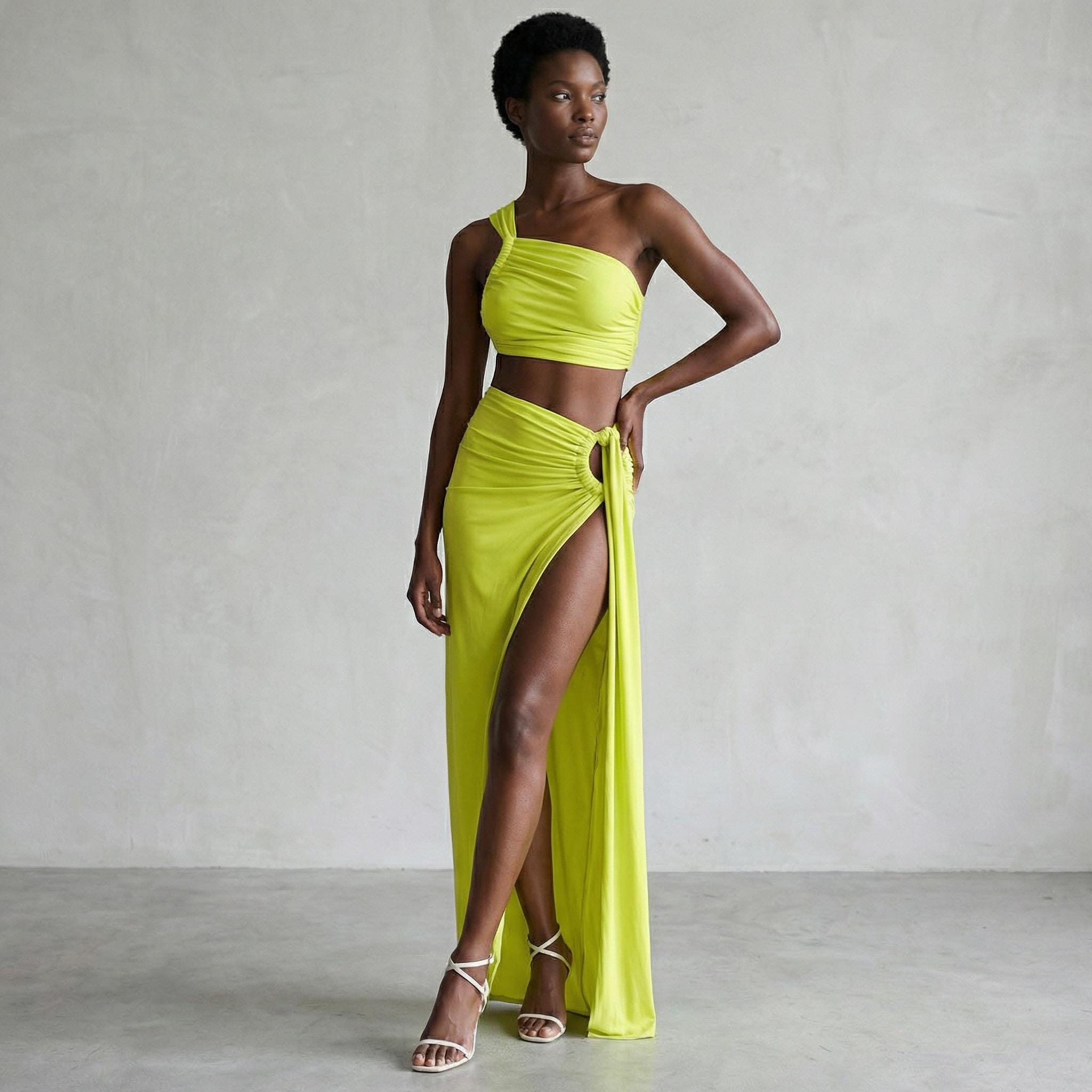 lime green two piece dress Bodycon dress