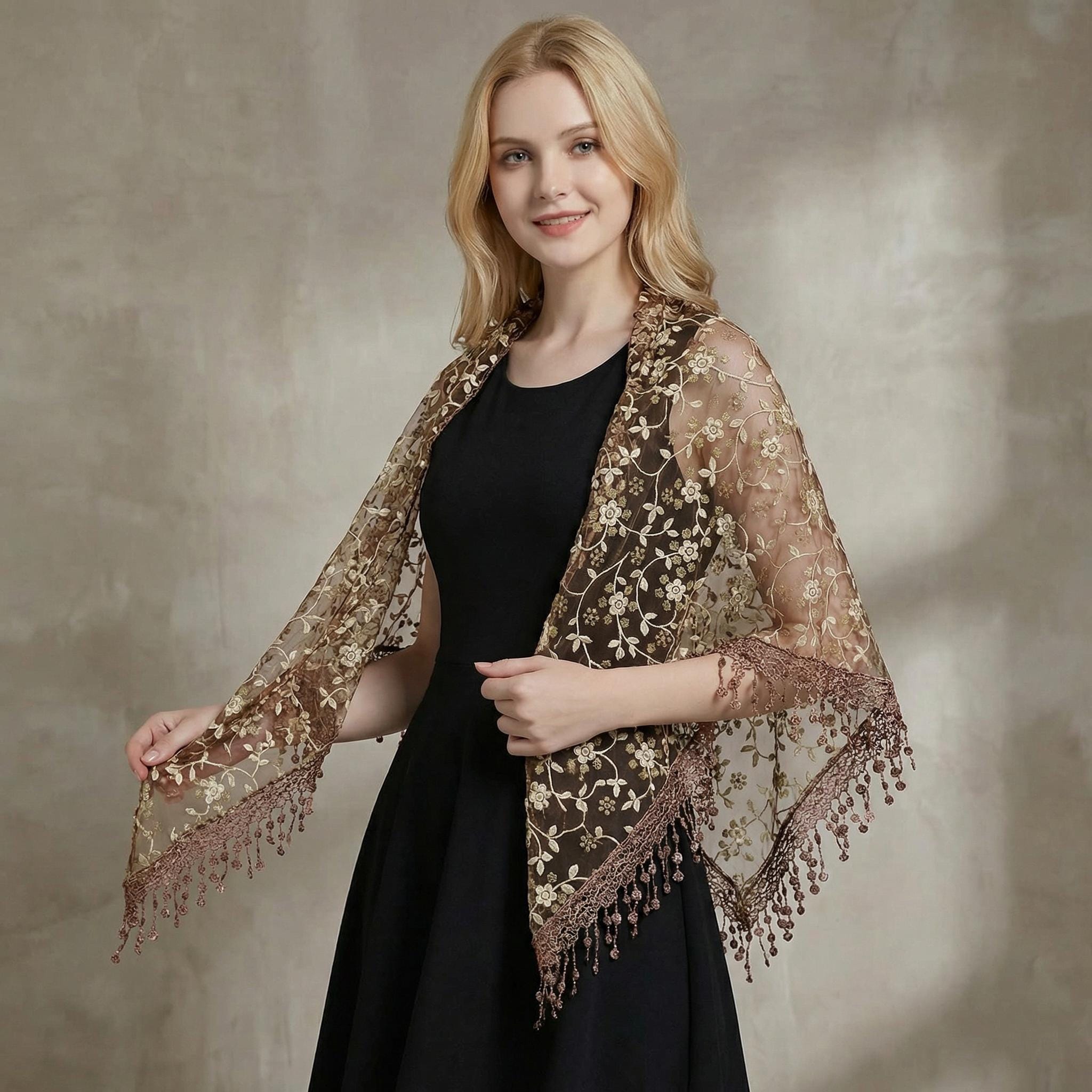 Sheer Floral Shawl - Etsy
