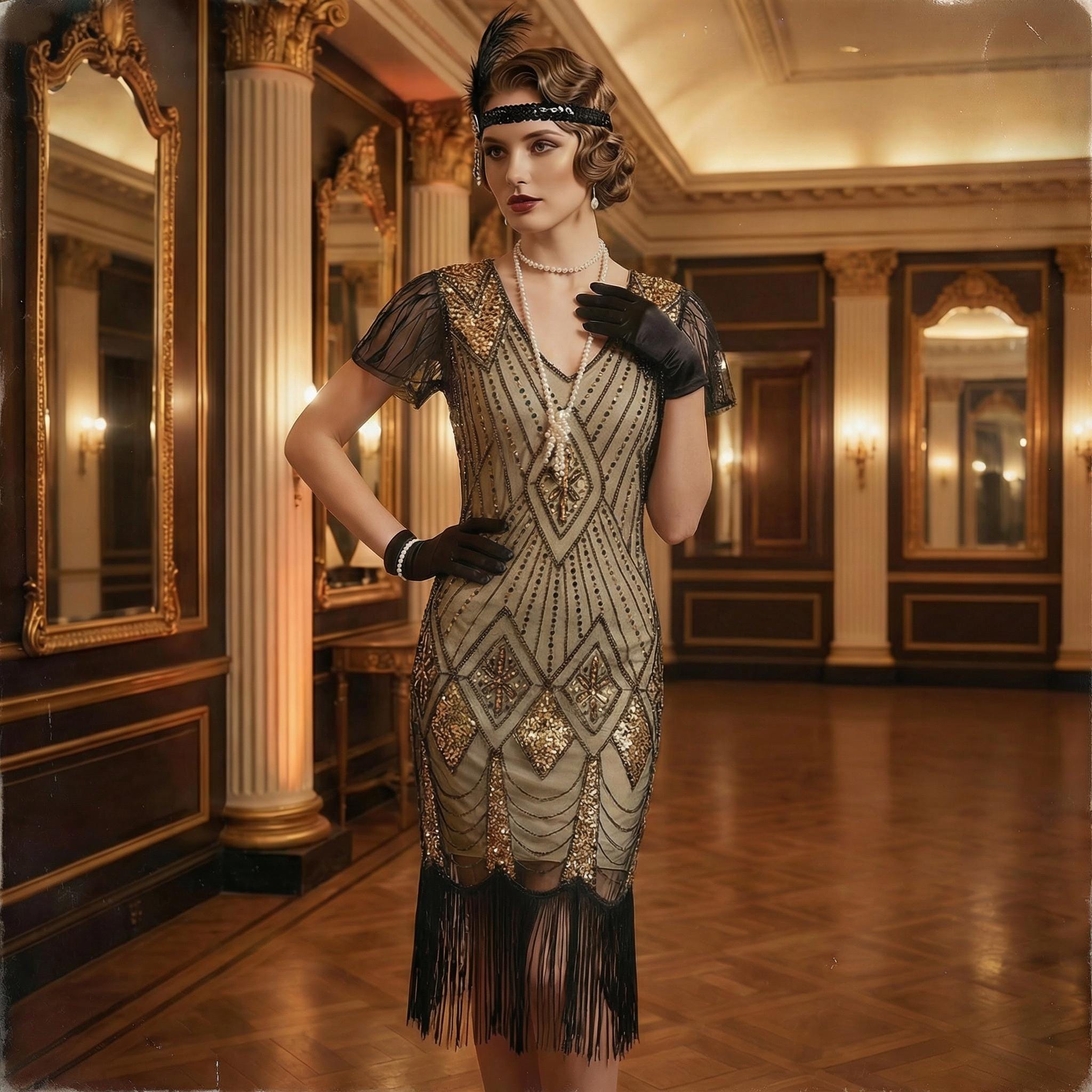 Great Gatsby 1920s Dress, Fringe Flapper Dress, Art Deco Outfit, 1920s ...