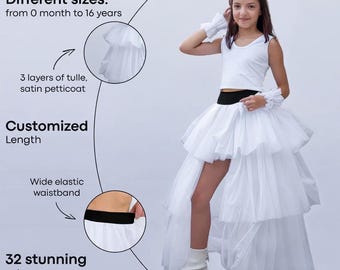 Layered Tüllröcke für Mädchen, Hohe niedrige Tutu Mädchen, Mädchen Tüll Tutu Röcke, Flauschiger Rock Tutu Kleinkind, Weißer Tüllrock Mädchen