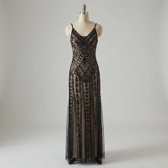 roaring 20s prom dress ZAPAKA Women 1920s Prom Dress Sequins Sheath Style Long Gatsby Dress, Blush+Black / M