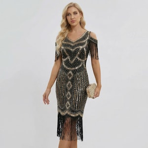 open lace back dress Sparkly Sheath Spaghetti Straps Gold Mini Party Dresses with Tassel