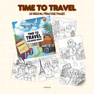 Travel Coloring Book for Adults & Teens: Relaxing World Journey (PDF Download)