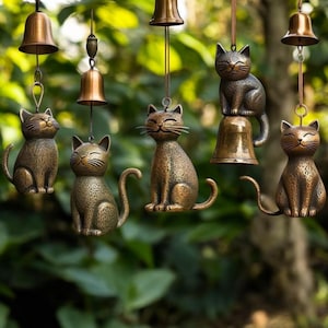 Whimsical Bronze Cat Wind Chime – Vintage Charm, Soothing Sounds & Lucky Vibes for Cat Lovers