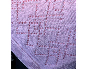 Easy Beginner Baby Blanket Knitting Pattern, Modern Baby Coming Home Blanket, Handknit Baby Shower Gift, Newborn DIY Gift, Instant Download
