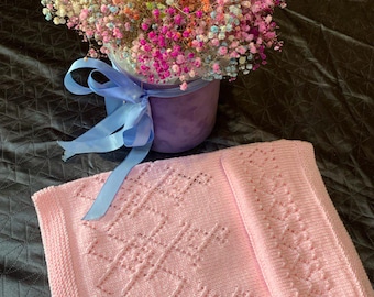 Easy Beginner Baby Blanket Knitting Pattern, Newborn Handmade DIY Baby Shower Gift Idea, Baby Coming Home Blanket, Instant Download English