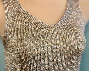 Patrón de tejido de blusa sin mangas / Camisola de verano para principiantes / Talla ajustable (PDF)