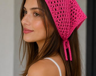 Pañuelo de punto / Pañuelo de verano hecho a mano / Pañuelo ligero para el cabello / Pañuelo bohemio para la cabeza