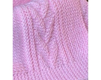 Baby Blanket Knitting Pattern | Easy Knit & Purl Newborn Gift, Pram Stroller Blanket (Instant PDF Download in English)