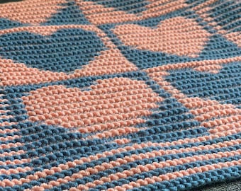 Baby Blanket Illusion Heart Knitting Pattern: Easy Beginner Project (Instant Download in English)